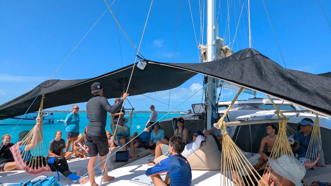 Relaxing aboard a Bluewater Cruising catamaran